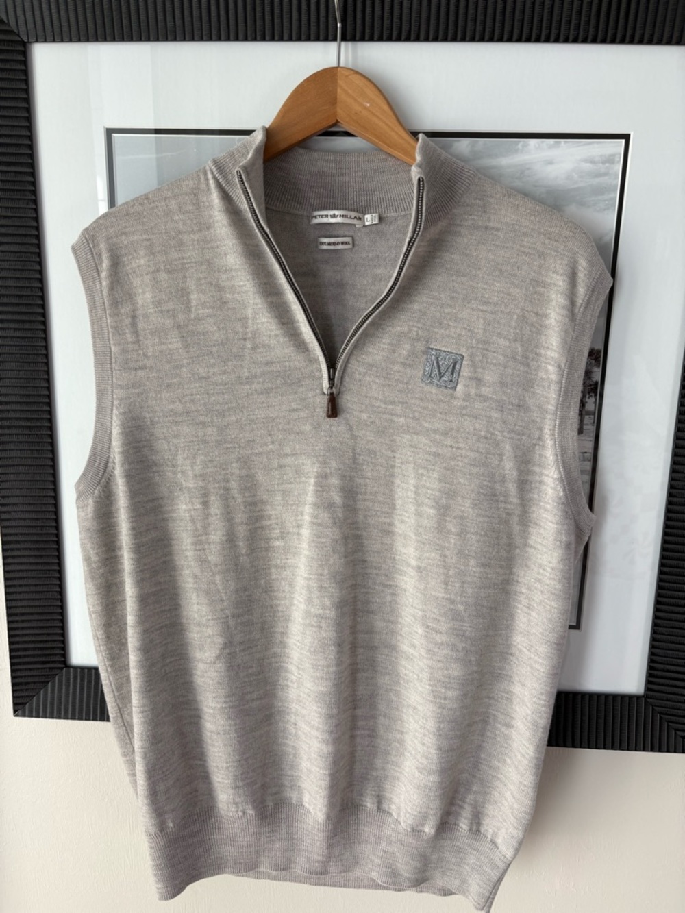 Peter Millar Merino Wool 1/4 Zip Sweater Vest Gray Mens Large Golf